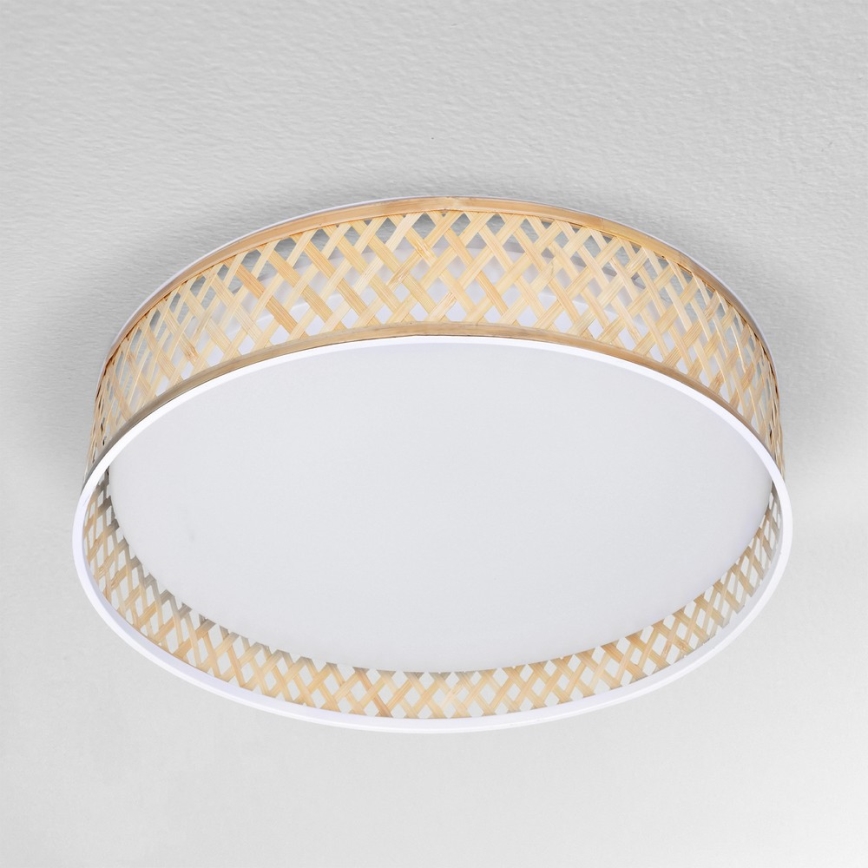 Brilagi - LED Dimmable φωτιστικό οροφής CAMILA LED/48W/230V 3000-6500K μπαμπού διάμετρος 40 cm + τηλεχειριστήριο