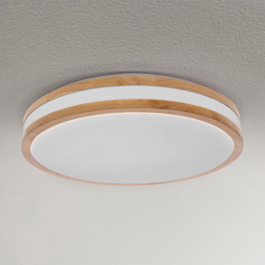 Brilagi - LED Dimmable φωτιστικό οροφής MOLINA LED/48W/230V 3000-6500K δρυς διάμετρος 38 cm + τηλεχειριστήριο