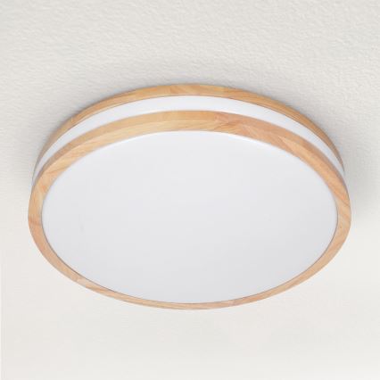 Brilagi - LED Dimmable φωτιστικό οροφής MOLINA LED/48W/230V 3000-6500K δρυς διάμετρος 38 cm + τηλεχειριστήριο