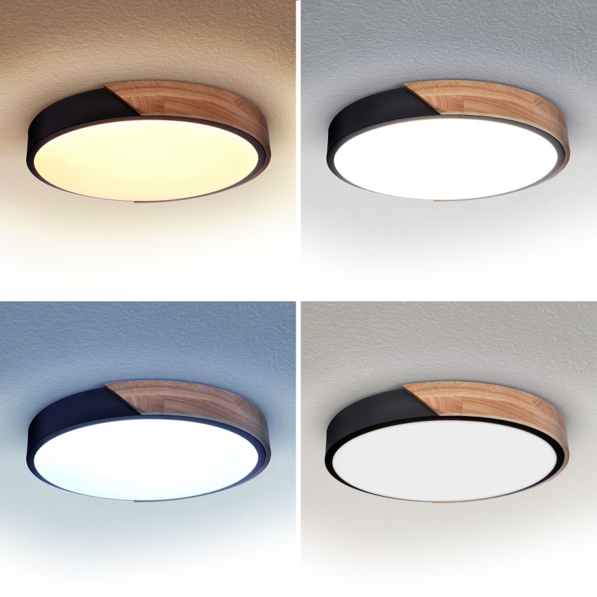 Brilagi - LED Dimmable φωτιστικό οροφής PILANA LED/48W/230V 3000-6500K δρυς διάμετρος 40 cm + τηλεχειριστήριο
