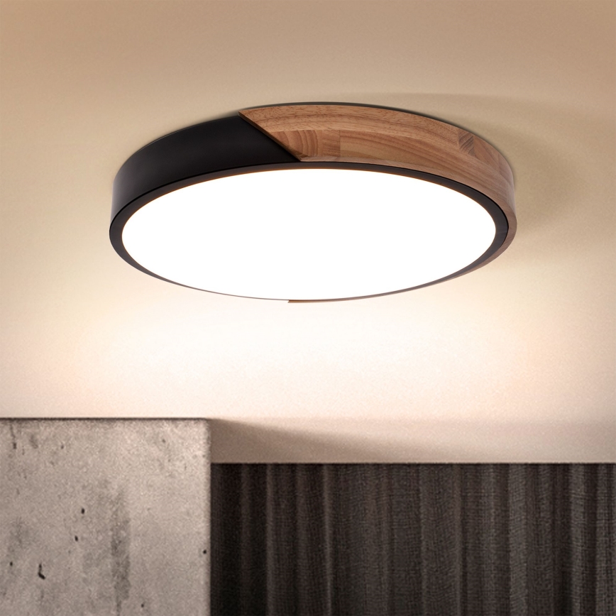 Brilagi - LED Dimmable φωτιστικό οροφής PILANA LED/48W/230V 3000-6500K δρυς διάμετρος 40 cm + τηλεχειριστήριο