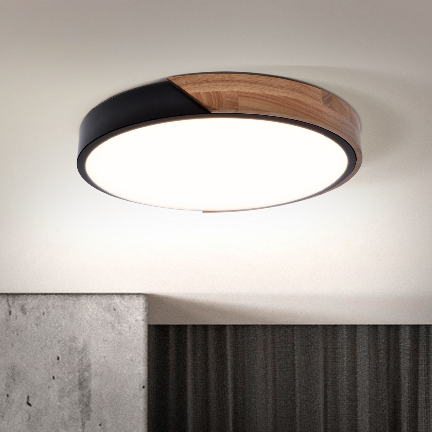 Brilagi - LED Dimmable φωτιστικό οροφής PILANA LED/48W/230V 3000-6500K δρυς διάμετρος 40 cm + τηλεχειριστήριο