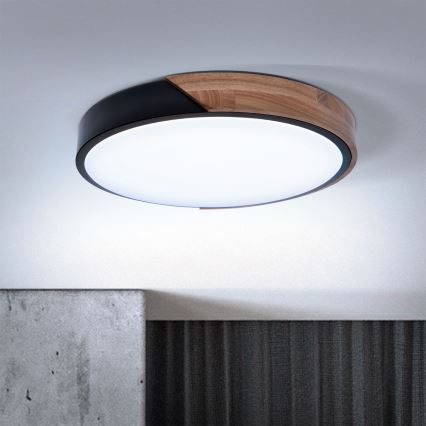 Brilagi - LED Dimmable φωτιστικό οροφής PILANA LED/48W/230V 3000-6500K δρυς διάμετρος 40 cm + τηλεχειριστήριο