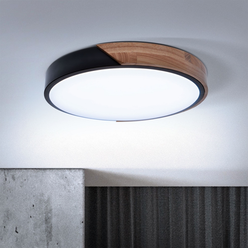 Brilagi - LED Dimmable φωτιστικό οροφής PILANA LED/48W/230V 3000-6500K δρυς διάμετρος 40 cm + τηλεχειριστήριο