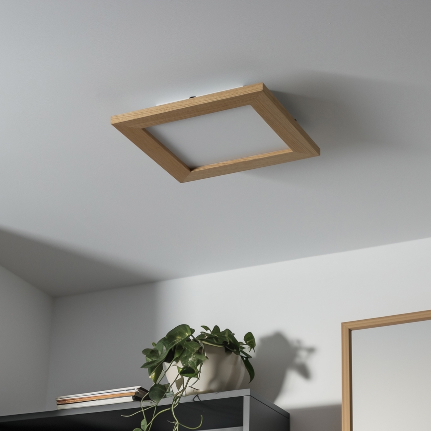 Brilagi - LED Dimmable φωτιστικό οροφής SLIMFRAME WOOD LED/25W/230V 34x34 cm 3000-6000K καφέ + τηλεχειριστήριο