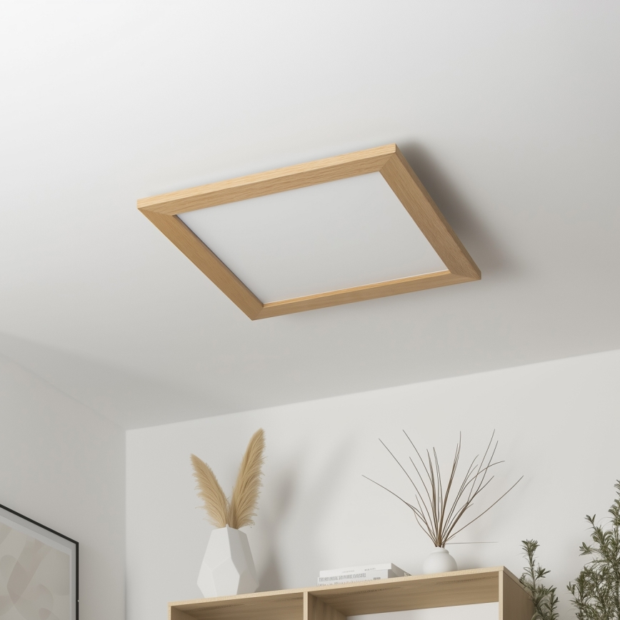 Brilagi - LED Dimmable φωτιστικό οροφής SLIMFRAME WOOD LED/36W/230V 49,5x49,5 cm 3000-6000K καφέ + τηλεχειριστήριο