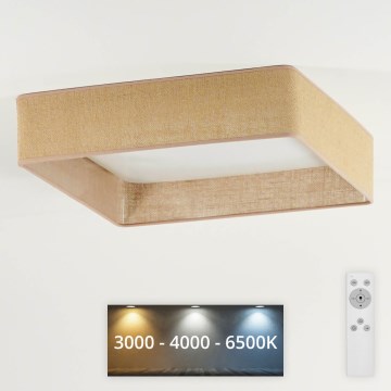 Brilagi - LED Dimmable φωτιστικό οροφής VELVET SQUARE LED/24W/230V 3000/4000/6500K + τηλεχειριστήριο καφέ