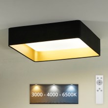 Brilagi - LED Dimmable φωτιστικό οροφής VELVET SQUARE LED/24W/230V 3000/4000/6500K + τηλεχειριστήριο μαύρο