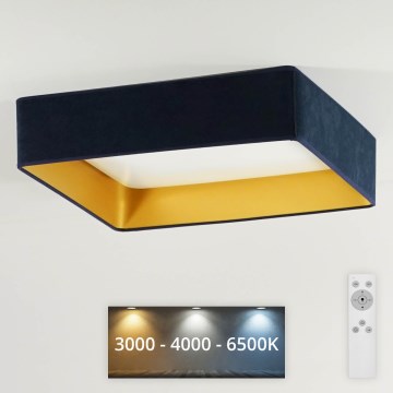 Brilagi - LED Dimmable φωτιστικό οροφής VELVET SQUARE LED/24W/230V 3000/4000/6500K + τηλεχειριστήριο σκούρο μπλε