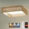 Brilagi - LED Dimmable φωτιστικό οροφής VELVET SQUARE SMART LED/36W/230V 2700-6500K Wi-Fi Tuya + τηλεχειριστήριο καφέ