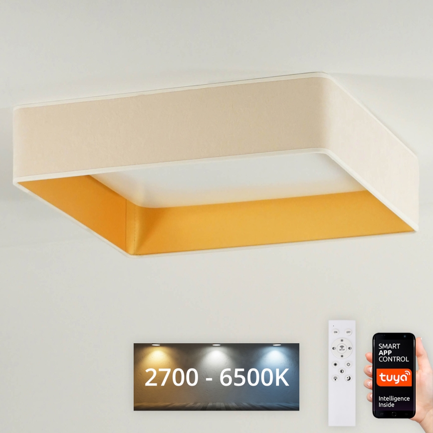 Brilagi - LED Dimmable φωτιστικό οροφής VELVET SQUARE SMART LED/36W/230V 2700-6500K Wi-Fi Tuya + τηλεχειριστήριο κρεμ