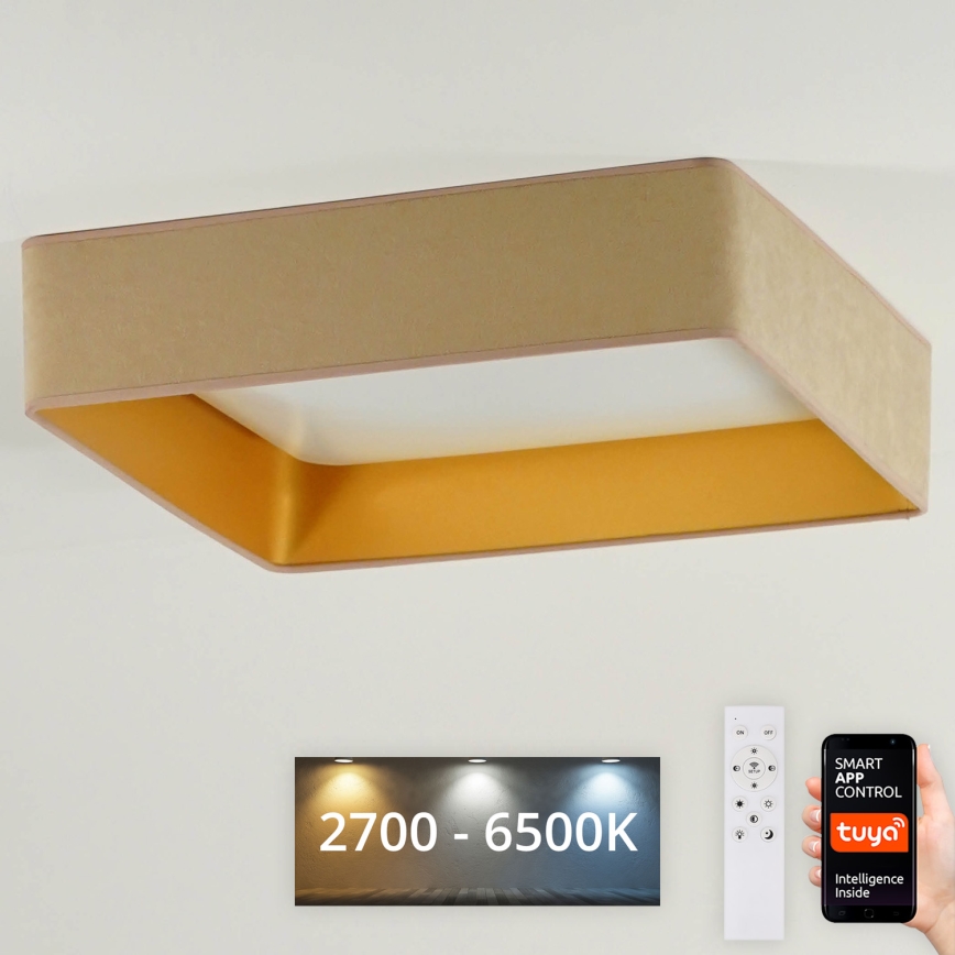 Brilagi - LED Dimmable φωτιστικό οροφής VELVET SQUARE SMART LED/36W/230V 2700-6500K Wi-Fi Tuya + τηλεχειριστήριο μπεζ