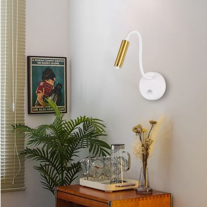 Brilagi - LED Dimming εύκαμπτο τοίχου φωτιστικό MAYA 1xG9/4W/230V λευκό/χρυσό 2700-6500K Wi-Fi Tuya