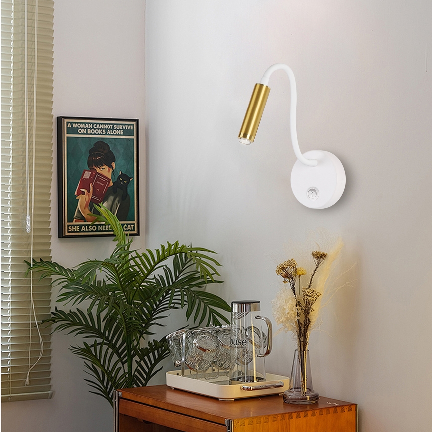 Brilagi - LED Dimming εύκαμπτο τοίχου φωτιστικό MAYA 1xG9/4W/230V λευκό/χρυσό 2700-6500K Wi-Fi Tuya