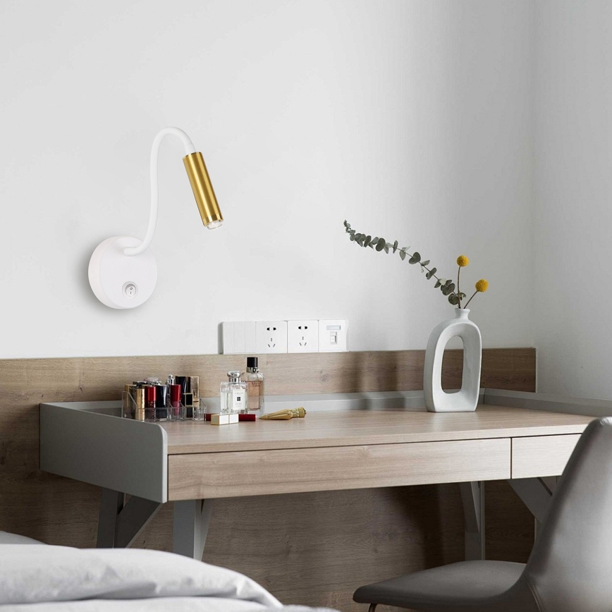 Brilagi - LED Dimming εύκαμπτο τοίχου φωτιστικό MAYA 1xG9/4W/230V λευκό/χρυσό 2700-6500K Wi-Fi Tuya