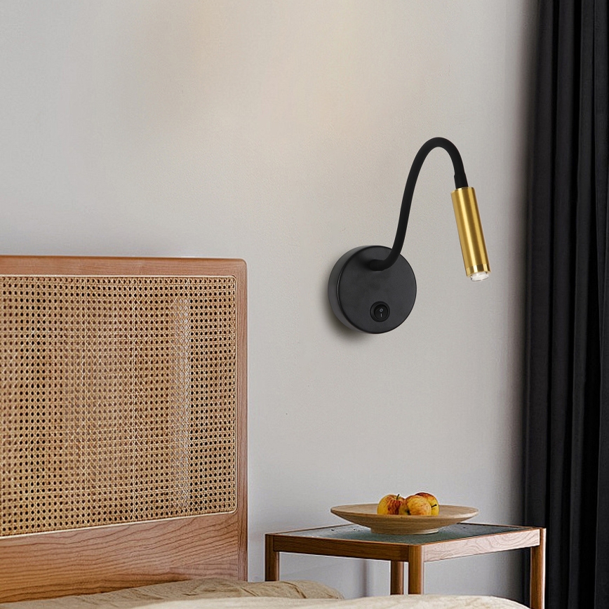 Brilagi - LED Dimming εύκαμπτο τοίχου φωτιστικό MAYA 1xG9/4W/230V μαύρο/χρυσό 2700-6500K Wi-Fi Tuya