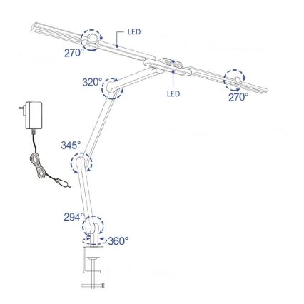 Brilagi - LED Dimming εύκαμπτο Επιτραπέζιο φωτιστικό VARIO LED/24W/230V 3000-6500K CRI 92 μαύρο