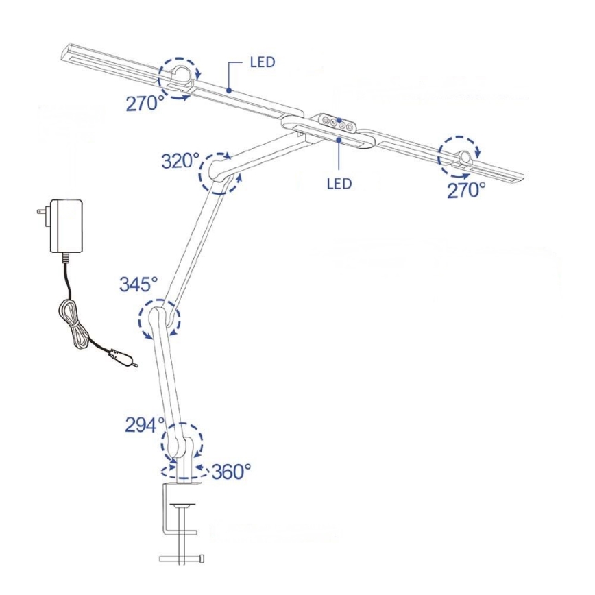 Brilagi - LED Dimming εύκαμπτο Επιτραπέζιο φωτιστικό VARIO LED/24W/230V 3000-6500K CRI 92 μαύρο
