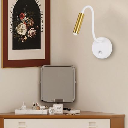 Brilagi - LED Dimming εύκαμπτο τοίχου φωτιστικό MAYA 1xG9/4W/230V λευκό/χρυσό 2700-6500K Wi-Fi Tuya