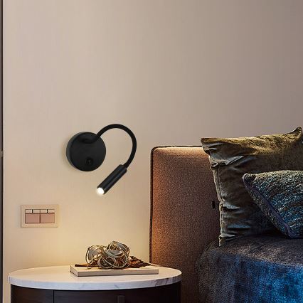 Brilagi - LED Dimming εύκαμπτο τοίχου φωτιστικό MAYA 1xG9/4W/230V μαύρο 2700-6500K Wi-Fi Tuya