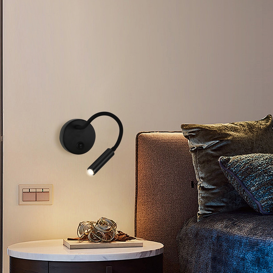 Brilagi - LED Dimming εύκαμπτο τοίχου φωτιστικό MAYA 1xG9/4W/230V μαύρο 2700-6500K Wi-Fi Tuya