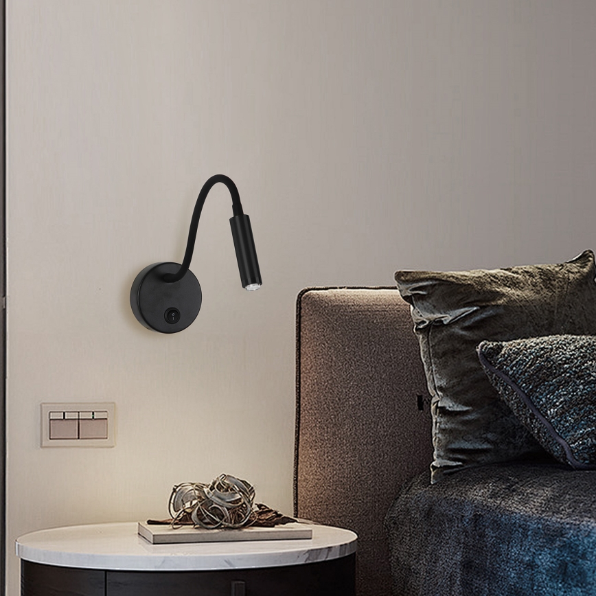 Brilagi - LED Dimming εύκαμπτο τοίχου φωτιστικό MAYA 1xG9/4W/230V μαύρο 2700-6500K Wi-Fi Tuya