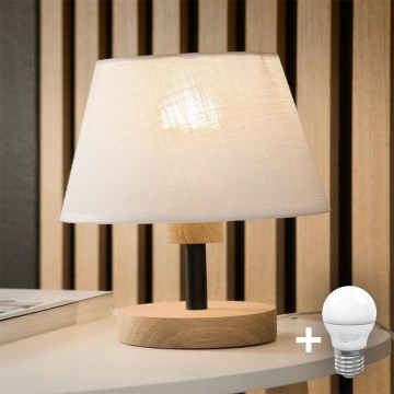 Brilagi - LED Eπιτραπέζιο φωτιστικό ANTHONY 1xE27/60W/230V δρυς/λευκό
