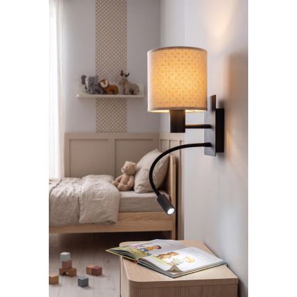 Brilagi - Ευέλικτο επιτοίχιο φωτιστικό LED BOBO 1xE27/25W/230V + LED/3W μαύρο/μπεζ/πουά