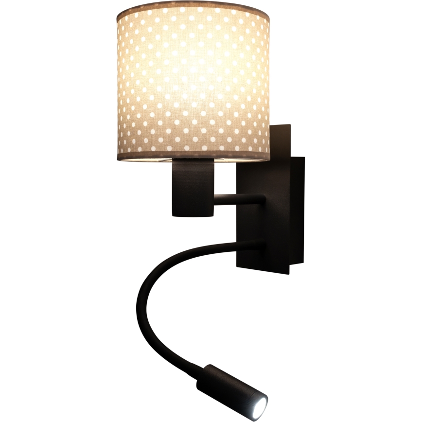 Brilagi - Ευέλικτο επιτοίχιο φωτιστικό LED BOBO 1xE27/25W/230V + LED/3W μαύρο/μπεζ/πουά