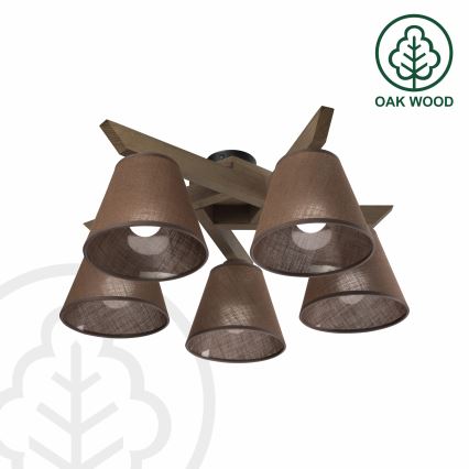 Brilagi - LED Οροφής φωτιστικό ANTHONY 5xE14/40W/230V δρυς καρυδιά/καφέ