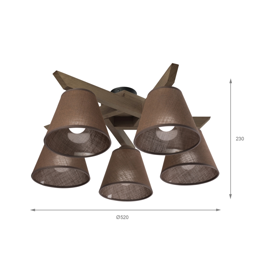 Brilagi - LED Οροφής φωτιστικό ANTHONY 5xE14/40W/230V δρυς καρυδιά/καφέ