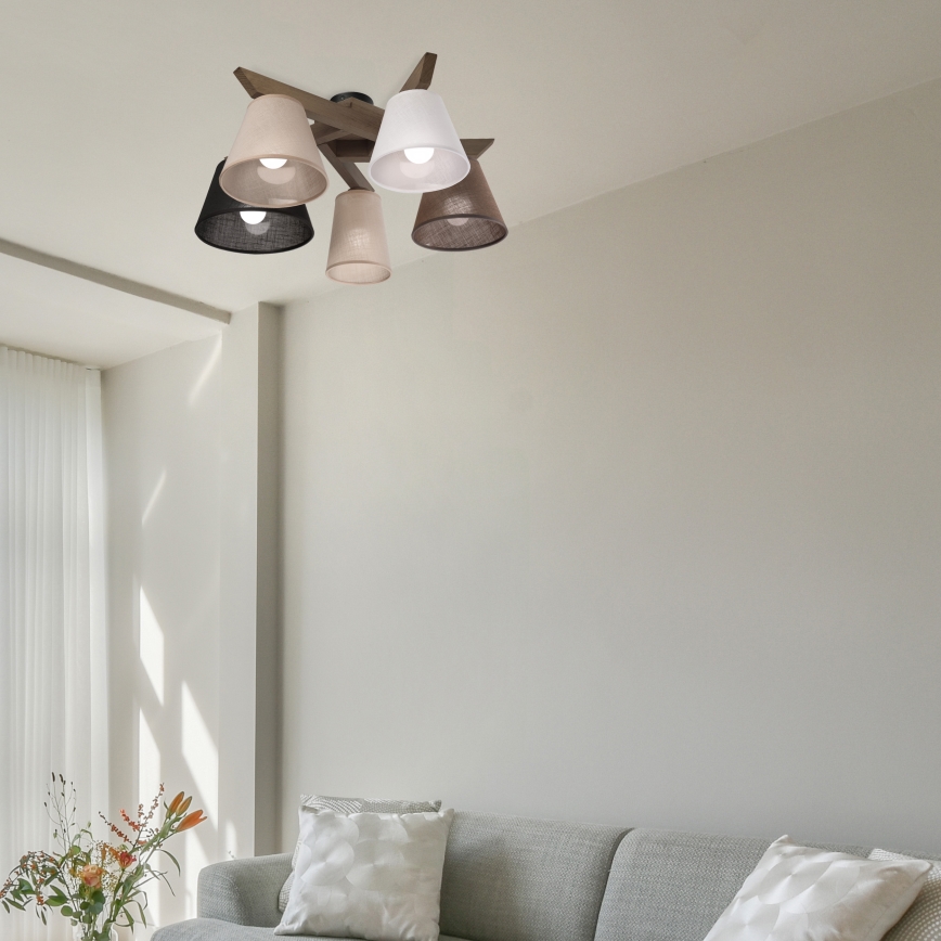 Brilagi - LED Οροφής φωτιστικό ANTHONY 5xE14/40W/230V δρυς καρυδιά