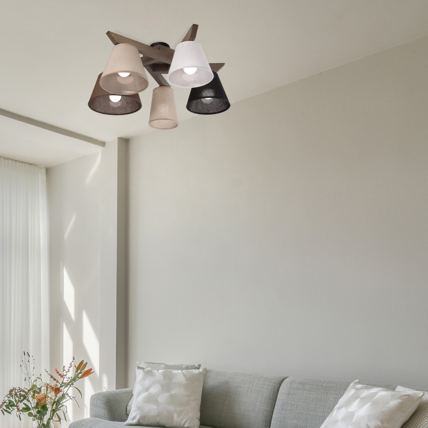 Brilagi - LED Οροφής φωτιστικό ANTHONY 5xE14/40W/230V δρυς καρυδιά