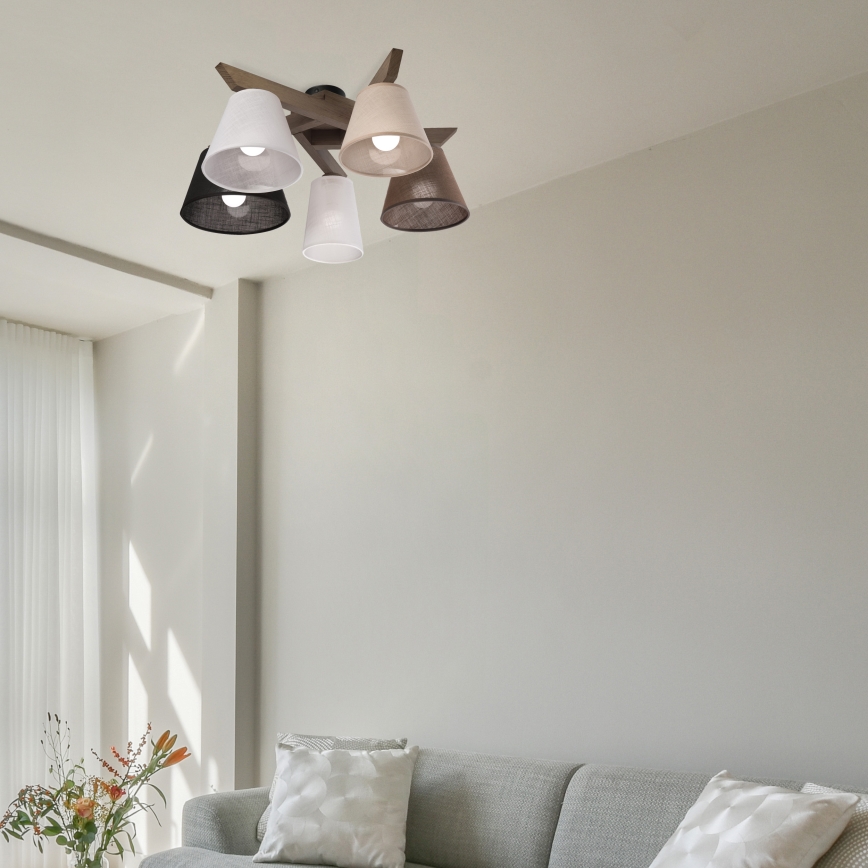 Brilagi - LED Οροφής φωτιστικό ANTHONY 5xE14/40W/230V δρυς καρυδιά