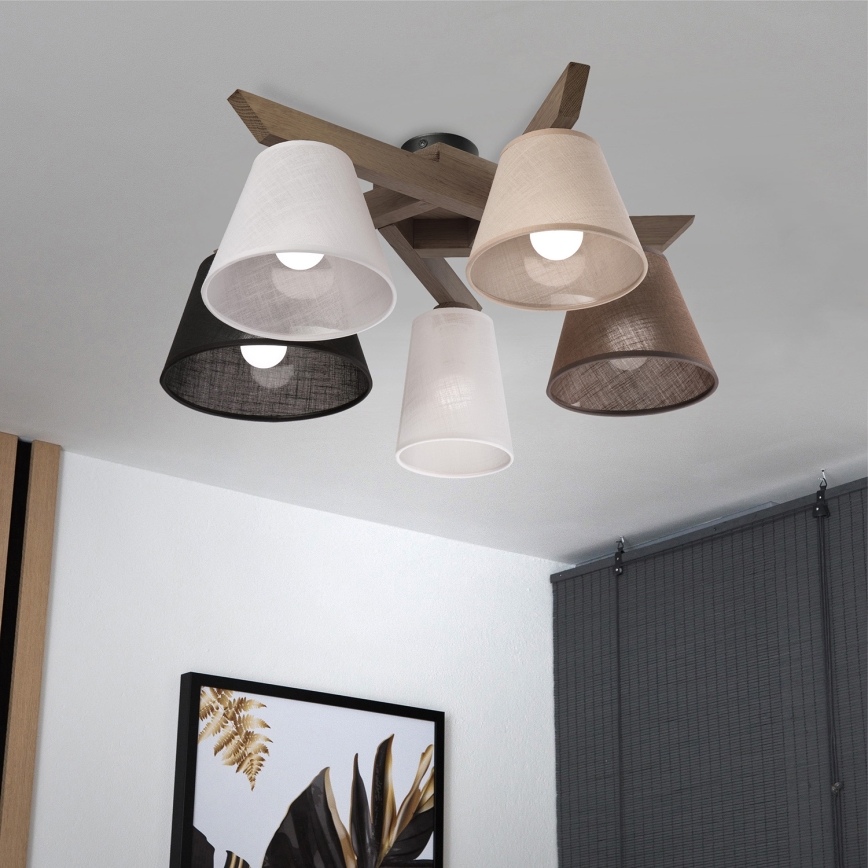 Brilagi - LED Οροφής φωτιστικό ANTHONY 5xE14/40W/230V δρυς καρυδιά