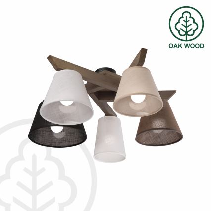 Brilagi - LED Οροφής φωτιστικό ANTHONY 5xE14/40W/230V δρυς καρυδιά