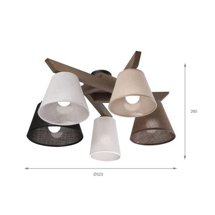 Brilagi - LED Οροφής φωτιστικό ANTHONY 5xE14/40W/230V δρυς καρυδιά