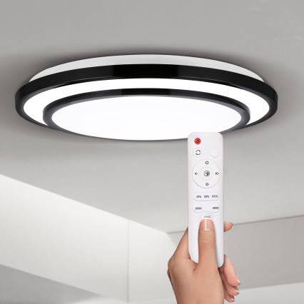 Brilagi - LED Dimmable φωτιστικό οροφής LUCIANO LED/48W/230V 3000-6500K ø 39 cm μαύρο + τηλεχειριστήριο