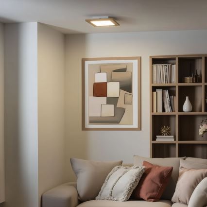 Brilagi - LED Dimmable φωτιστικό οροφής SLIMFRAME WOOD LED/25W/230V 34x34 cm 3000-6000K καφέ + τηλεχειριστήριο