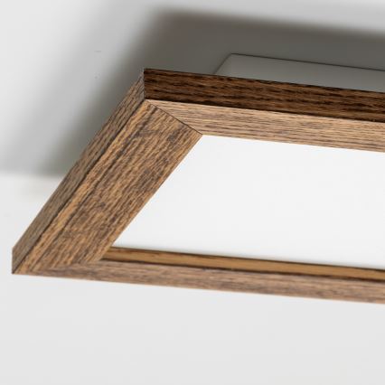 Brilagi - LED Dimmable φωτιστικό οροφής SLIMFRAME WOOD LED/25W/230V 34x34 cm 3000-6000K καφέ + τηλεχειριστήριο