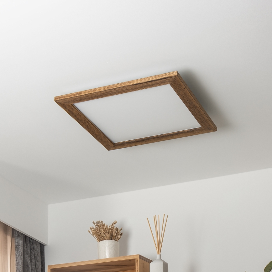Brilagi - LED Dimmable φωτιστικό οροφής SLIMFRAME WOOD LED/36W/230V 49,5x49,5 cm 3000-6000K καφέ + τηλεχειριστήριο