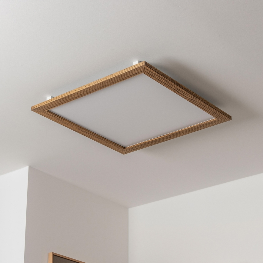 Brilagi - LED Dimmable φωτιστικό οροφής SLIMFRAME WOOD LED/58W/230V 64x64 cm 3000-6000K καφέ + τηλεχειριστήριο