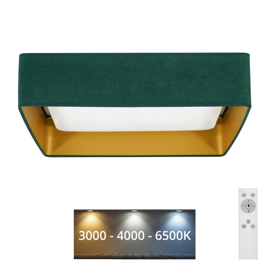 Brilagi - LED Dimmable φωτιστικό οροφής VELVET SQUARE LED/24W/230V 3000/4000/6500K + τηλεχειριστήριο πράσινο