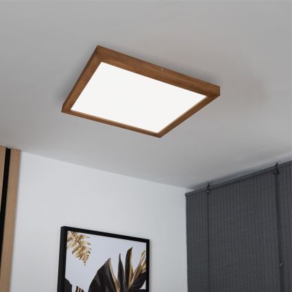 Brilagi - Φωτιστικό οροφής μπάνιου dimming LED WOODY FRAME LED/50W/230V δρυς κερασιά 60x60 cm 3000-6000K IP44 + τηλεχειριστήριο