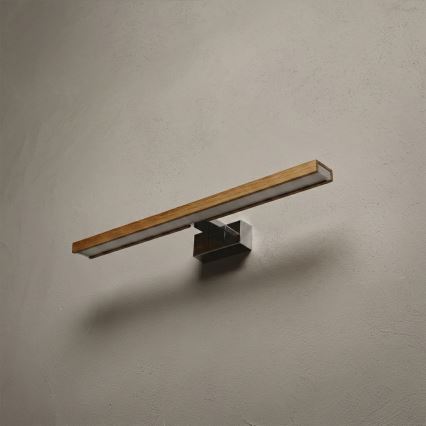 Brilagi - LED φωτισμός καθρέφτη μπάνιου 3-σε-1 WOODY MIRROR LED/12W/230V 60 cm IP44 γυαλιστερό χρώμιο/δρυς
