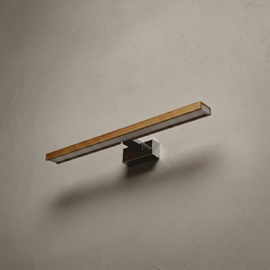 Brilagi - LED φωτισμός καθρέφτη μπάνιου 3-σε-1 WOODY MIRROR LED/12W/230V 60 cm IP44 γυαλιστερό χρώμιο/δρυς
