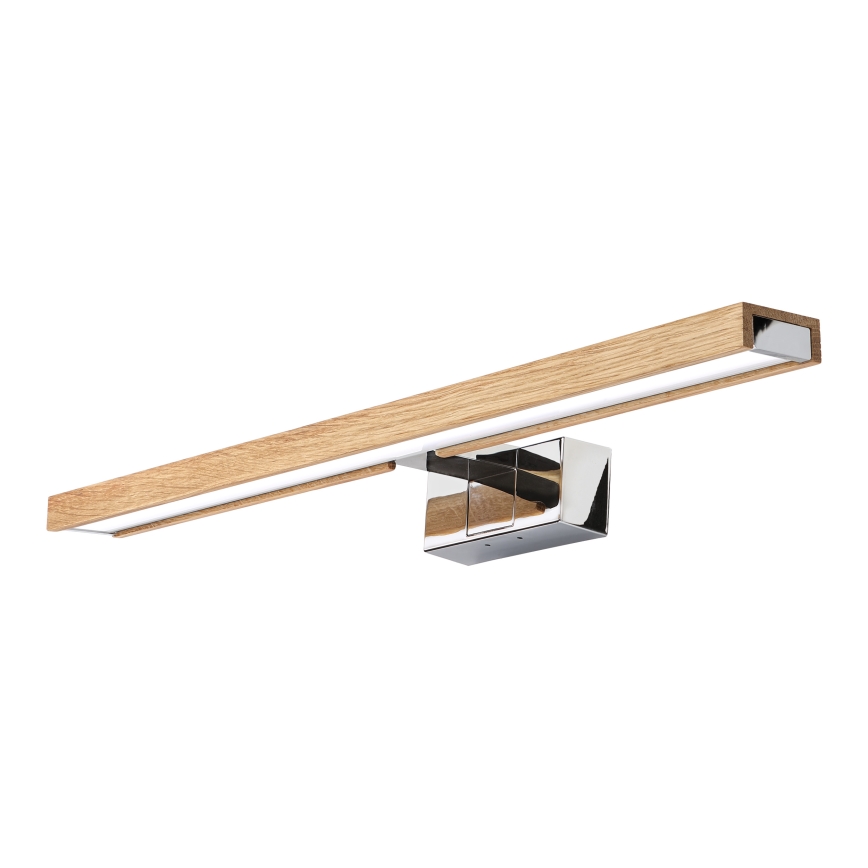 Brilagi - LED φωτισμός καθρέφτη μπάνιου 3-σε-1 WOODY MIRROR LED/12W/230V 60 cm IP44 γυαλιστερό χρώμιο/δρυς