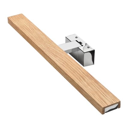 Brilagi - LED φωτισμός καθρέφτη μπάνιου 3-σε-1 WOODY MIRROR LED/12W/230V 60 cm IP44 γυαλιστερό χρώμιο/δρυς