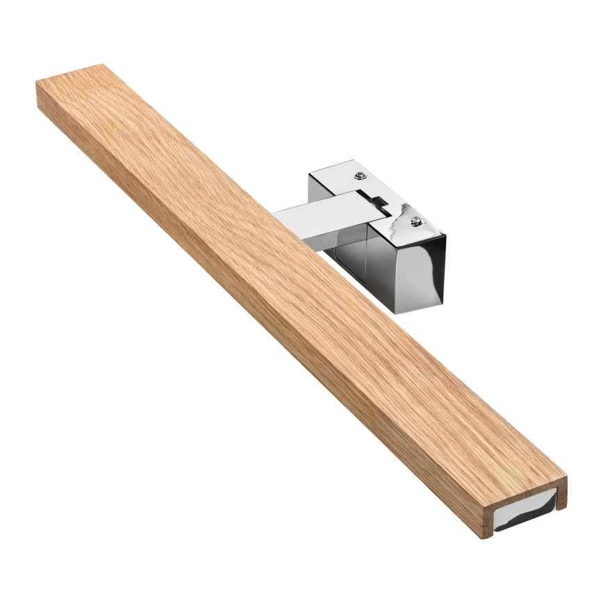 Brilagi - LED φωτισμός καθρέφτη μπάνιου 3-σε-1 WOODY MIRROR LED/12W/230V 60 cm IP44 γυαλιστερό χρώμιο/δρυς