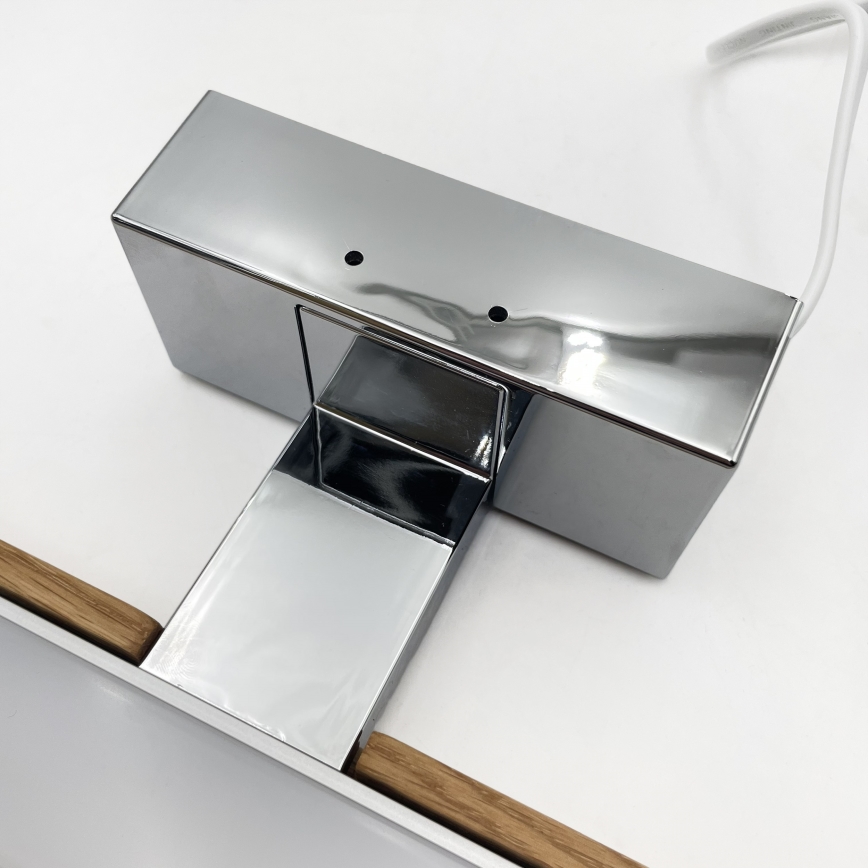 Brilagi - LED φωτισμός καθρέφτη μπάνιου 3-σε-1 WOODY MIRROR LED/12W/230V 60 cm IP44 γυαλιστερό χρώμιο/δρυς